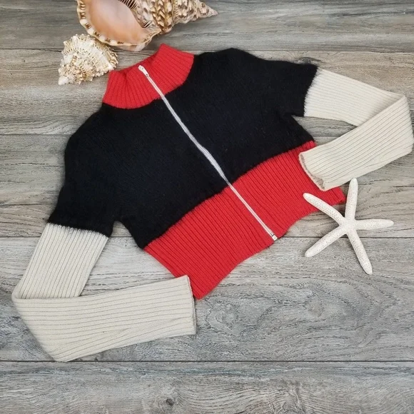 Vintage Miss Deanna cropped Angora zip sweater M - Picture 3 of 8